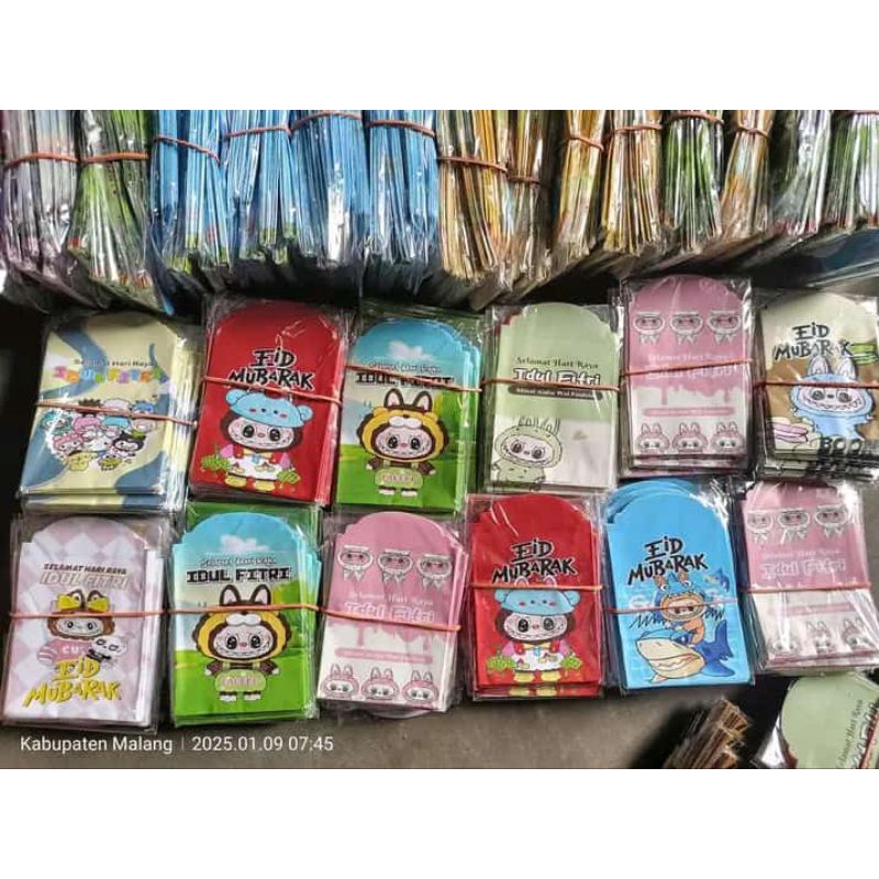 

[50 pcs amplop] Paket 5 pack amplop lebaran ukuran medium motif labubu dan islami idul fitri 2025