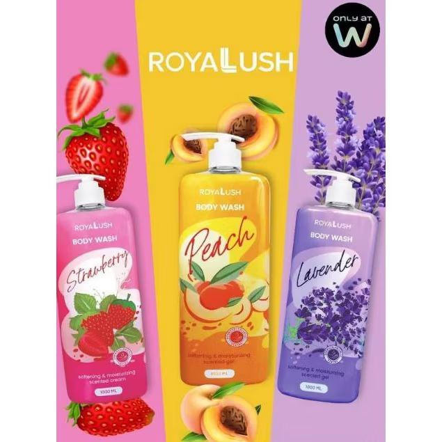 Royalush Body wash watson   1000ml varian strawberry  peach lavender