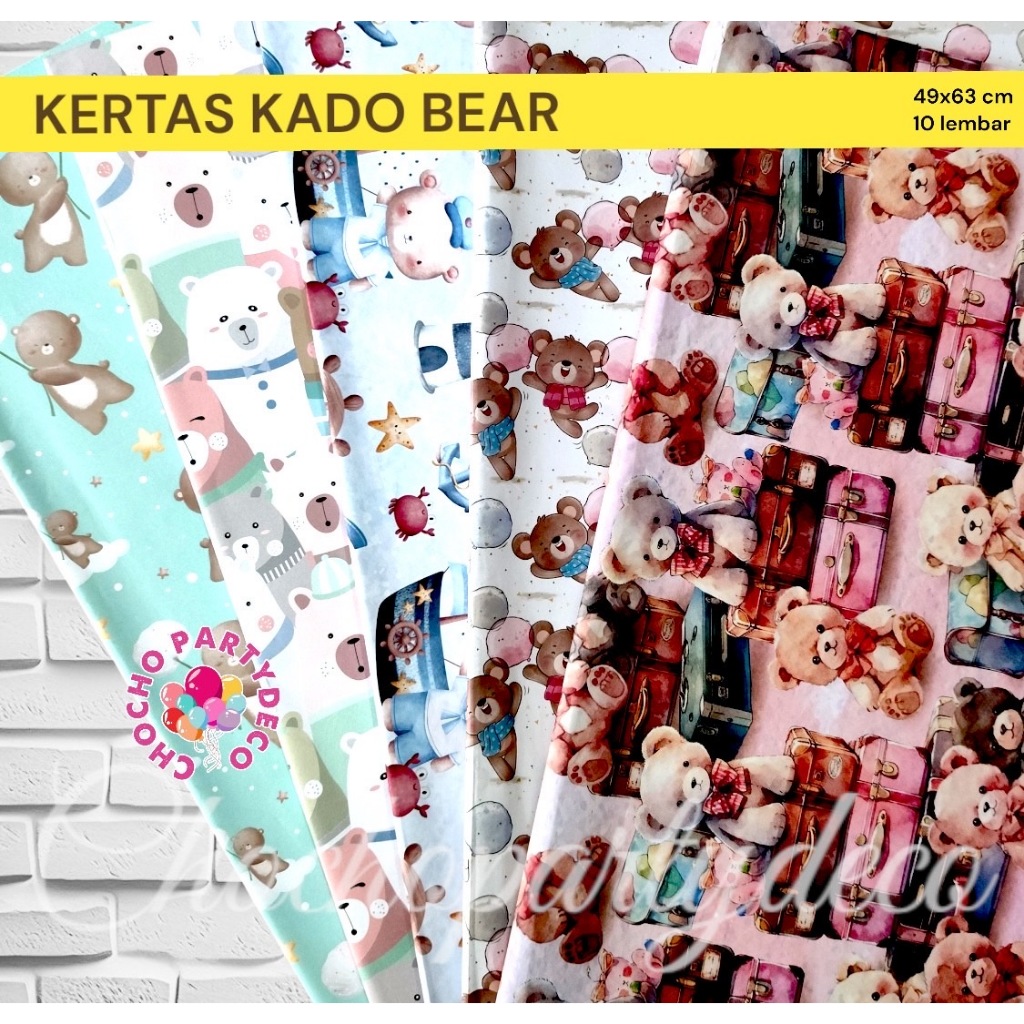 

KERTAS KADO BEAR ISI 10 / Kertas Kado TEDDY BEAR