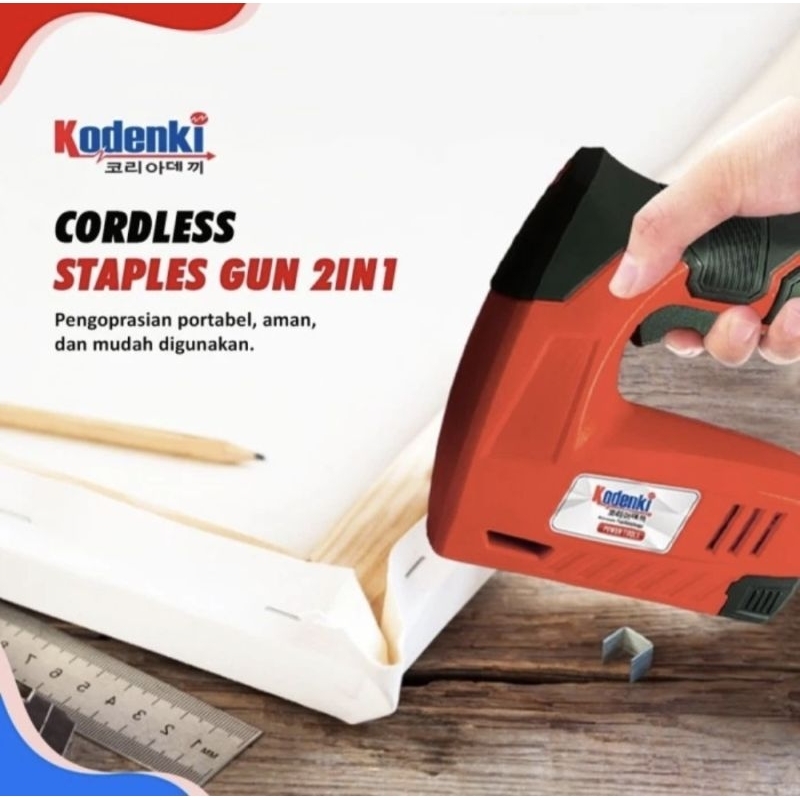 

Mesin paku staples tembak 2in1 baterai cordless stapler gun Kodenki KDK-CSG132