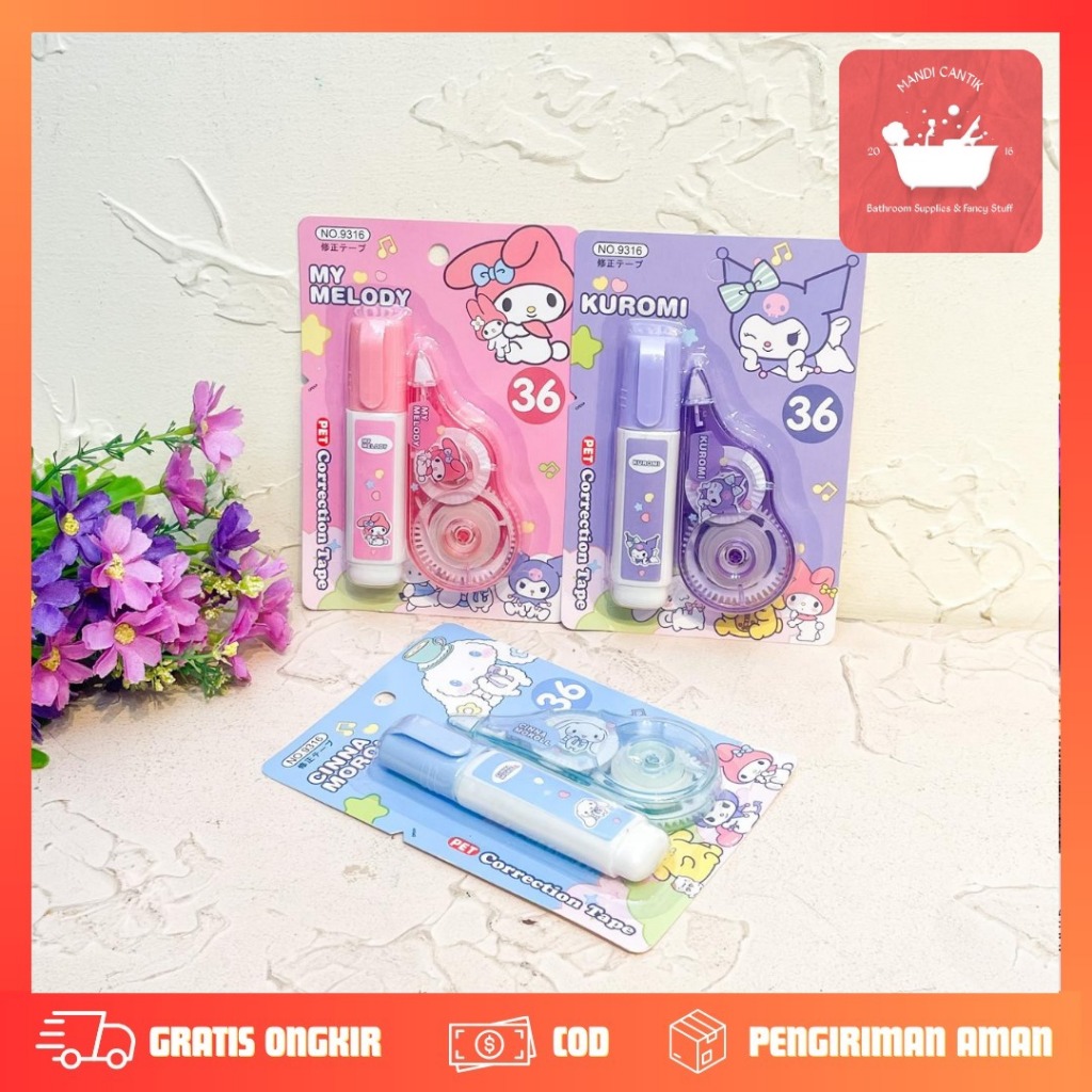 

Correction Tape Niall 2 in 1 Sanrio CT-1752 / Tipex cair kertas sanrio my melody kuromi cinnamoroll / tip x cair kertas sanrio / alat tulis sanrio alat tulis sekolah anak