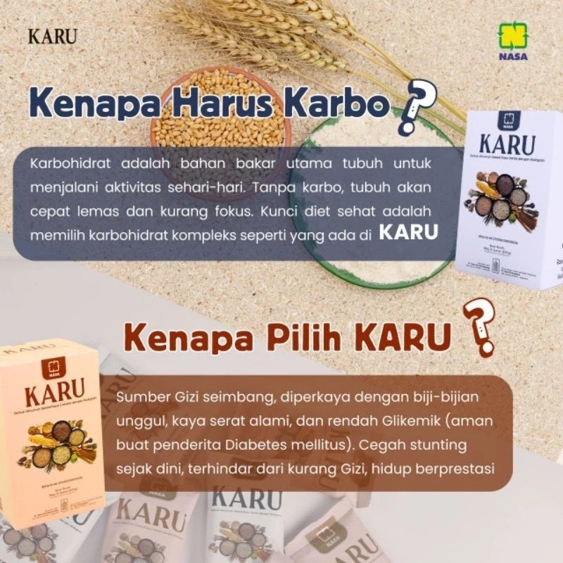 

KARU SERBUK MINUMAN SEREAL dengan MULTIGRAIN RASA COKLAT ORIGINAL NASA 100%