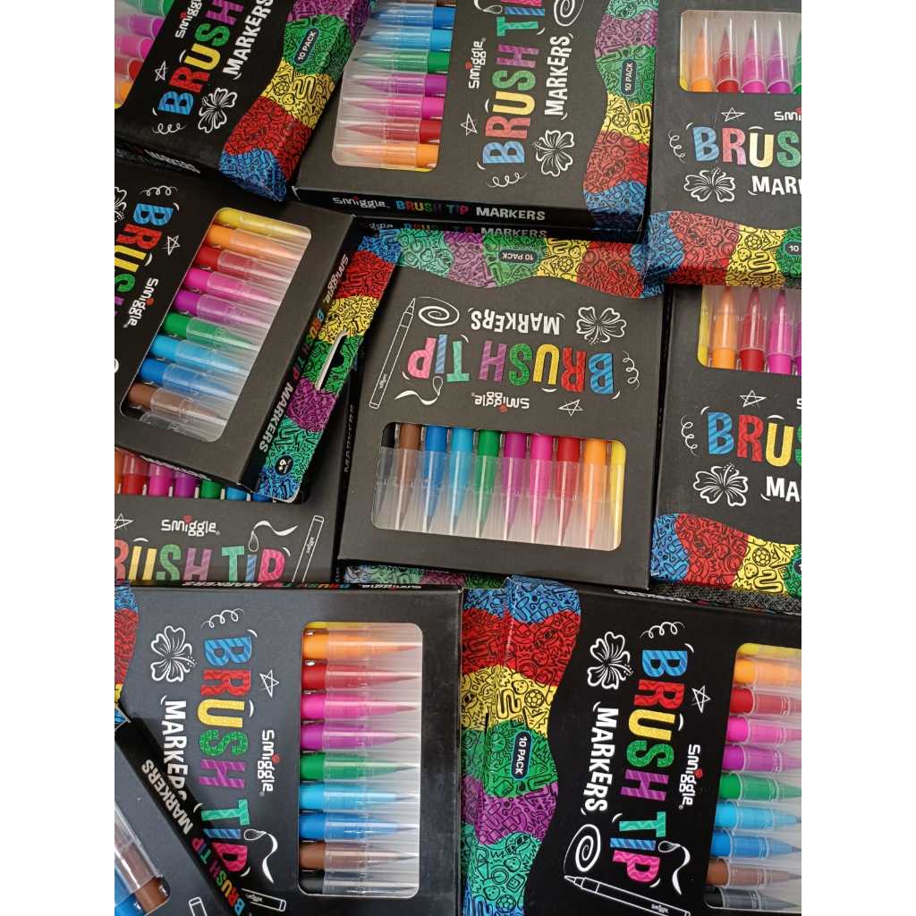 

Brush Tip Marker Pack Spidol isi 10 Smiggle 1:1 / Kuas Warna