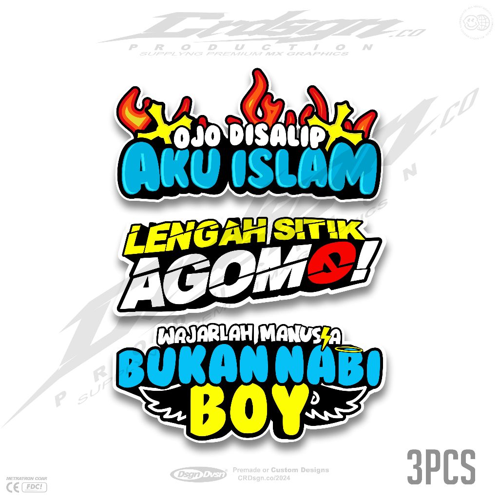 

STIKER PACK ISI 3 STANDAR OJO DISALIP AKU ISLAM,LENGAH SITIK AGOMO,WAJARLAH MANUSIA BUKAN NABI BOY,SUDAH CUTING