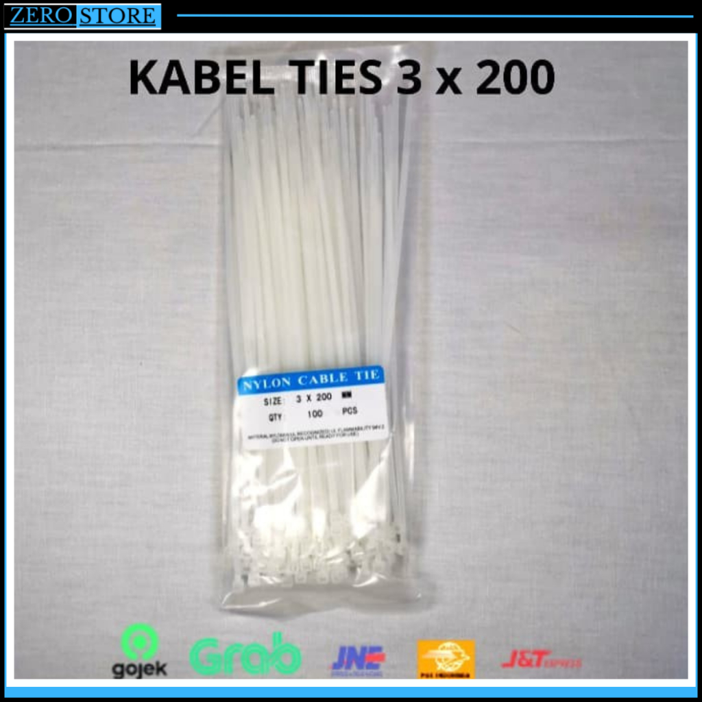 

KABEL TIES 20 cm, CABLE TIE 3 x 200 mm / KABEL TIE PUTIH - Putih