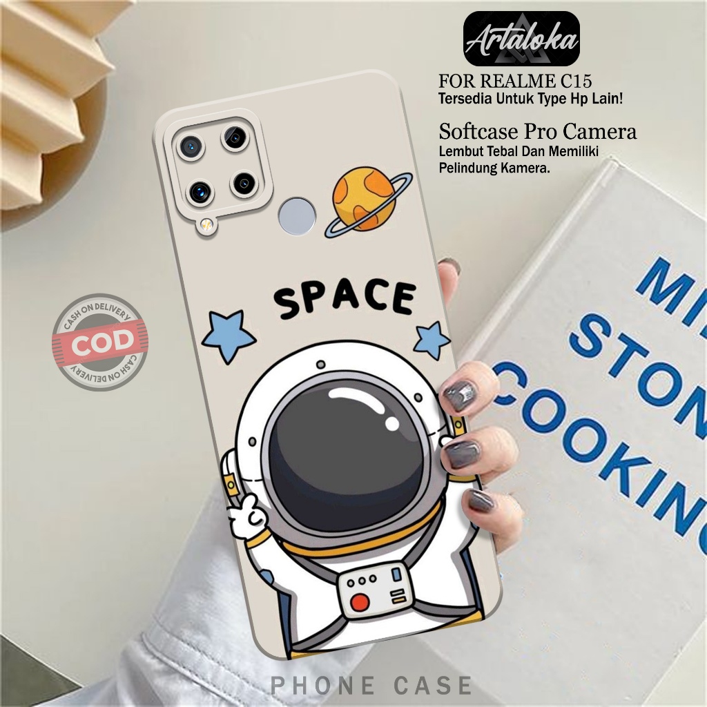 Softcase Hp Realme C15 Fashion Case Astronod Lucu Case Realme C15 Silikon TPU Pro Camera Casing Real