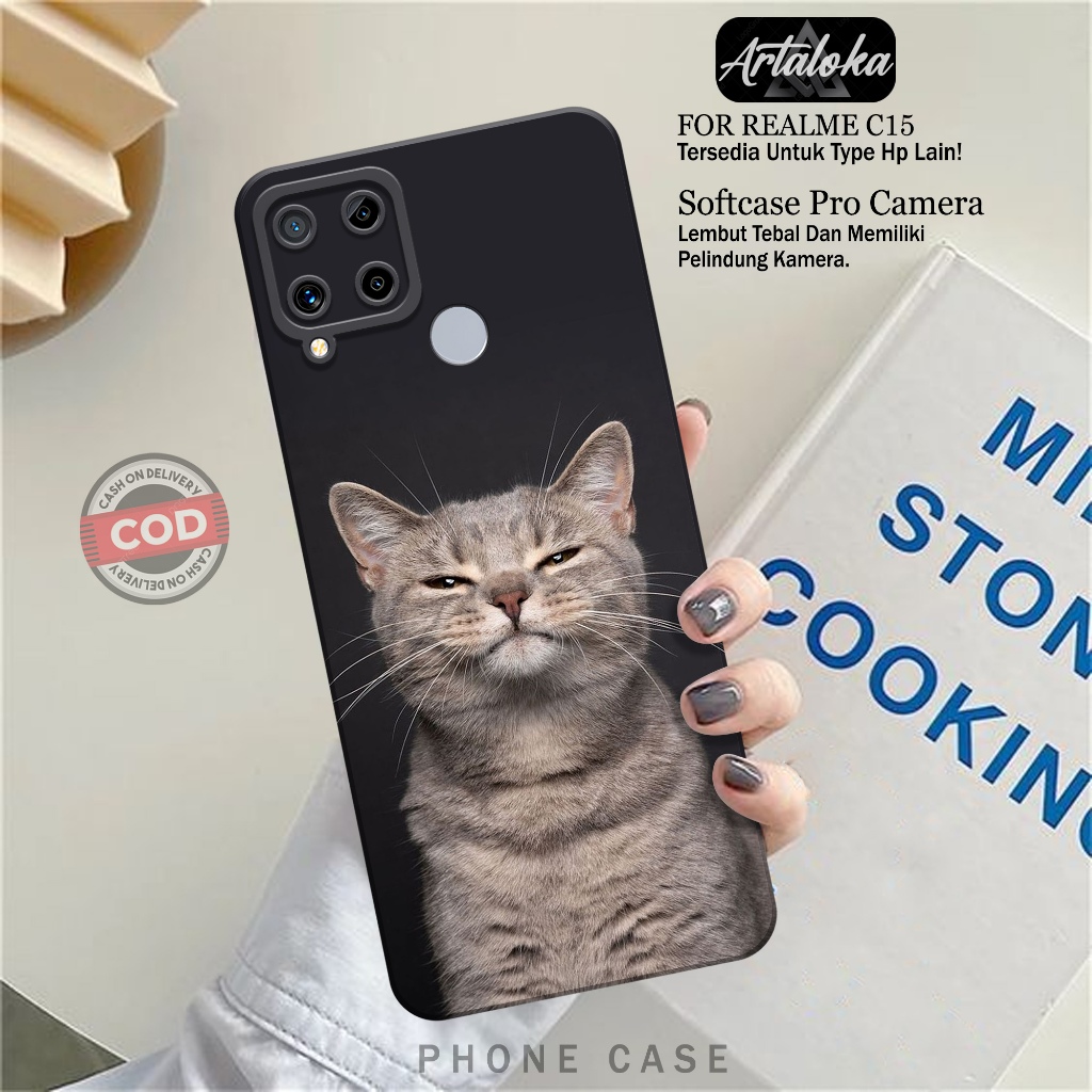 Softcase Hp Realme C15 Fashion Case Kucing Lucu Case Realme C15 Silikon TPU Pro Camera Casing Realme
