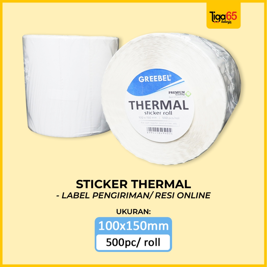 

Yds 365 Greebel Label Stiker / Thermal Roll Isi 500pcs 100x150mm Waterproof / Label Kertas Barcode