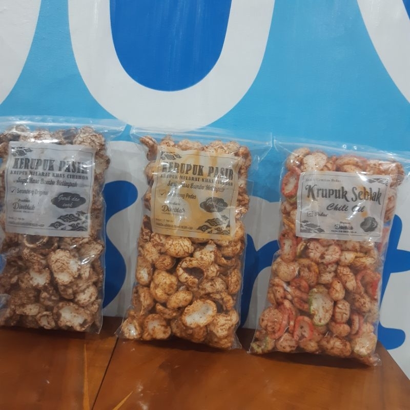 

Kerupuk Pasir Cirebon 190 Gram Original Pedas dan Seblak Chili Oil