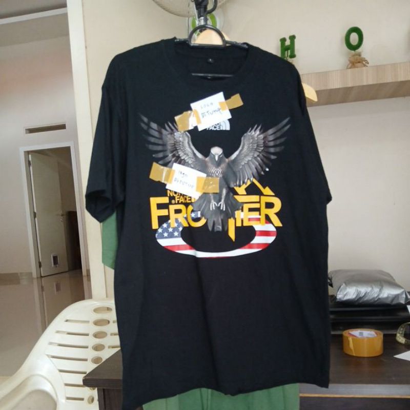Kaos katun tebal 20S hitam pekat THE NORTH FACE FRONTIER TNF second premium 110 panjang 70 mulus no 