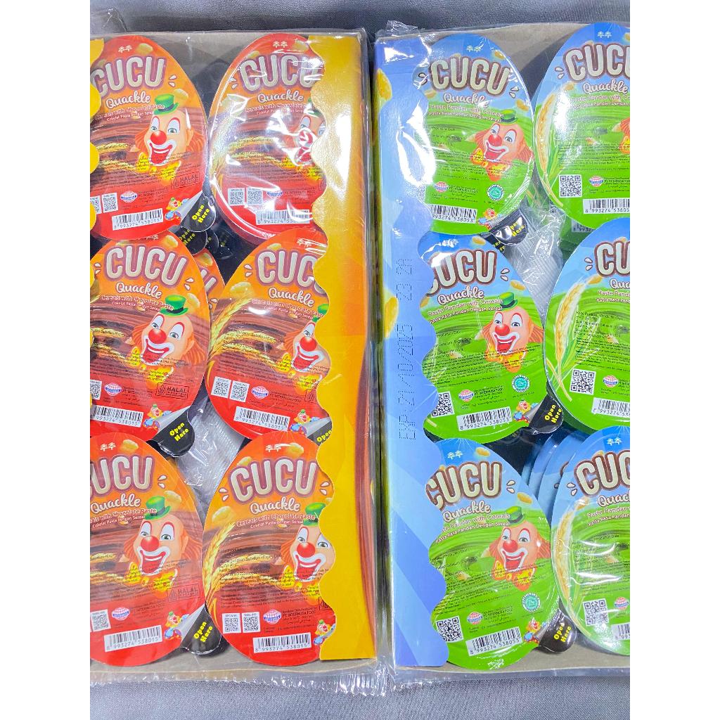 

CUCU QUACKLE CHOCOLATE/PANDAN PASTA WITH CEREALS 1 BOX ISI 24 PCS