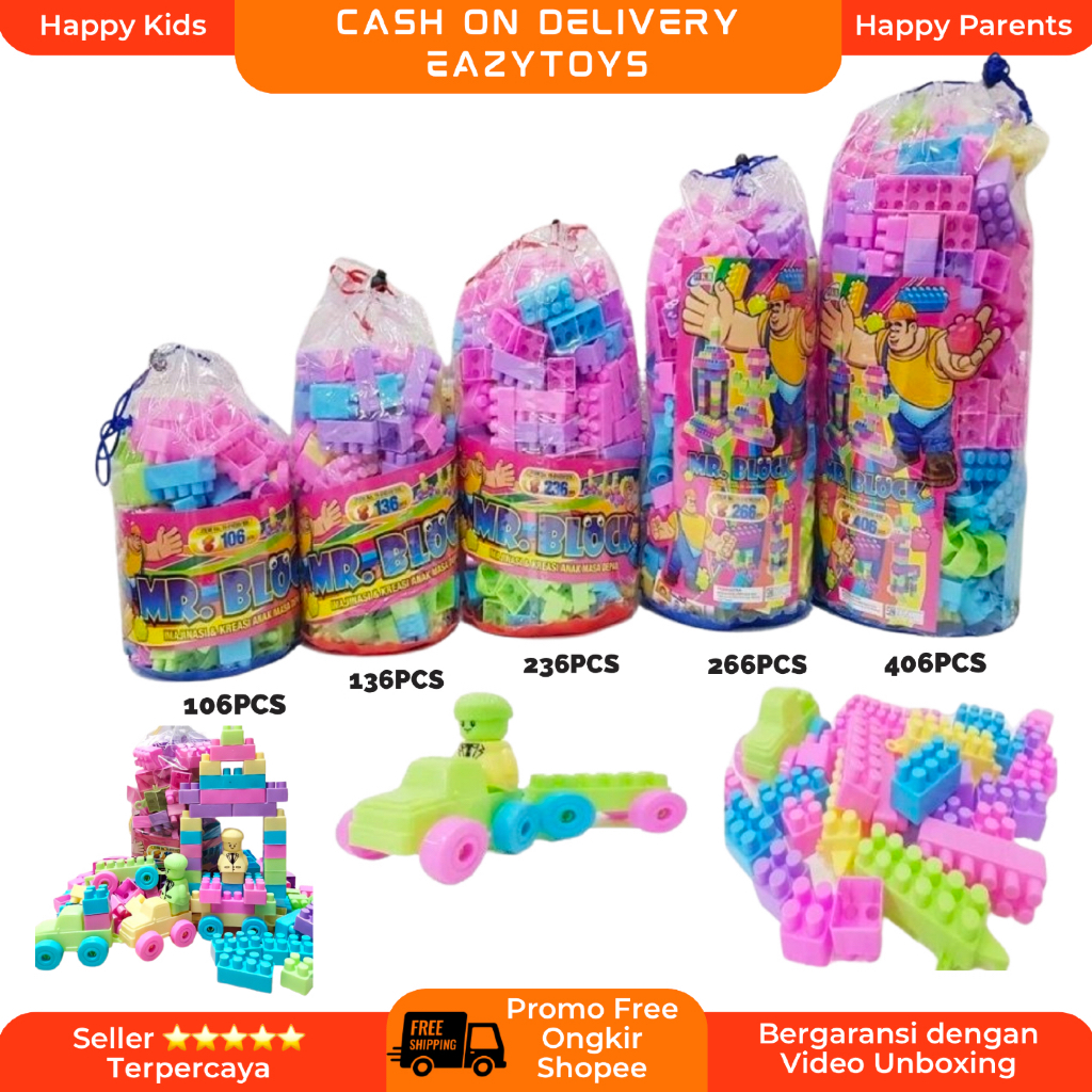 Xansbaraka - Mainan Brick Balok Susun Anak DIY Ukuran Besar Mr BLOCK