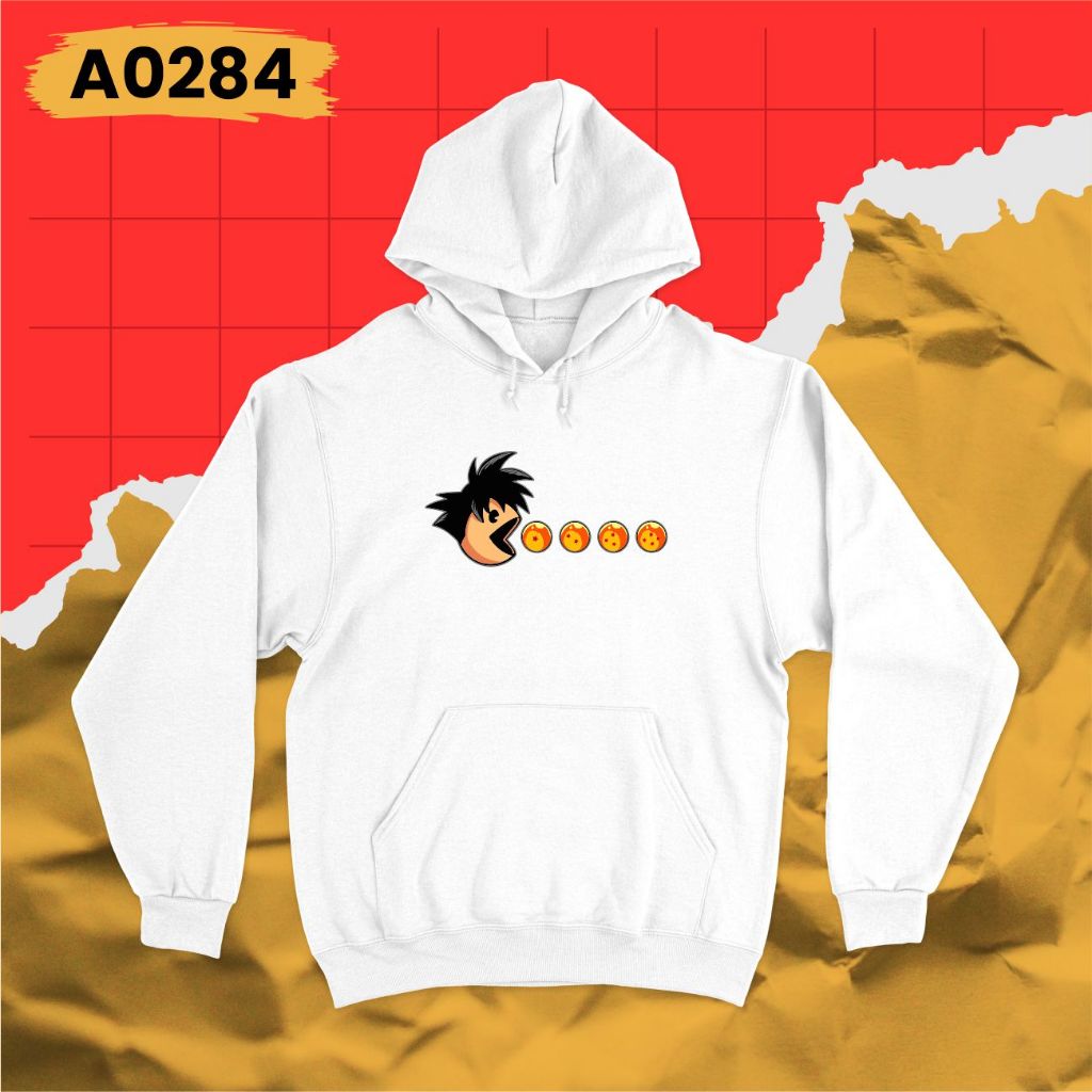 Sweater Hoodie Anime Dragon Ball Son Goku x Game PacMan Ghost A0284