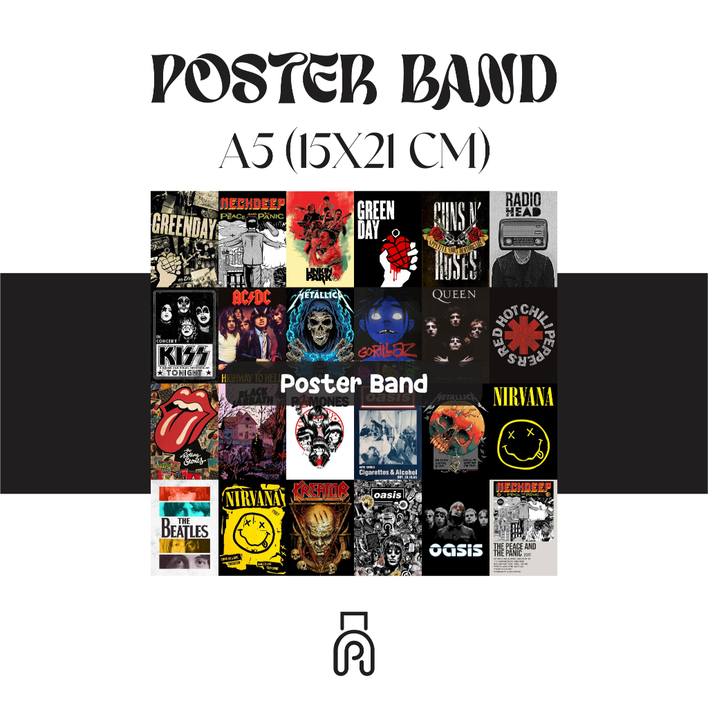(8 pcs) Cetak poster band ukuran A5 (15x21 cm)