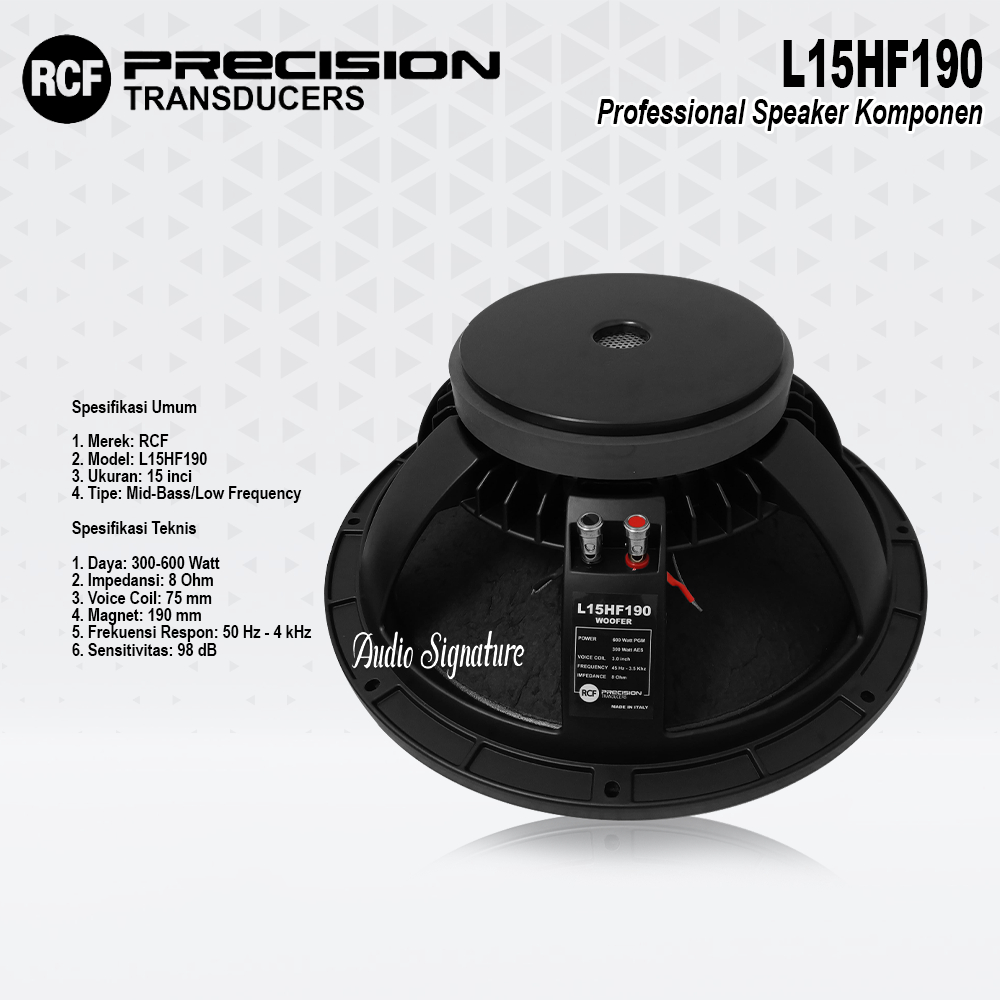 Komponen Speaker 15 Inch RCF L15 HF190 | L15HF190 | L15 HF 190 Grade A Max 600 Watt
