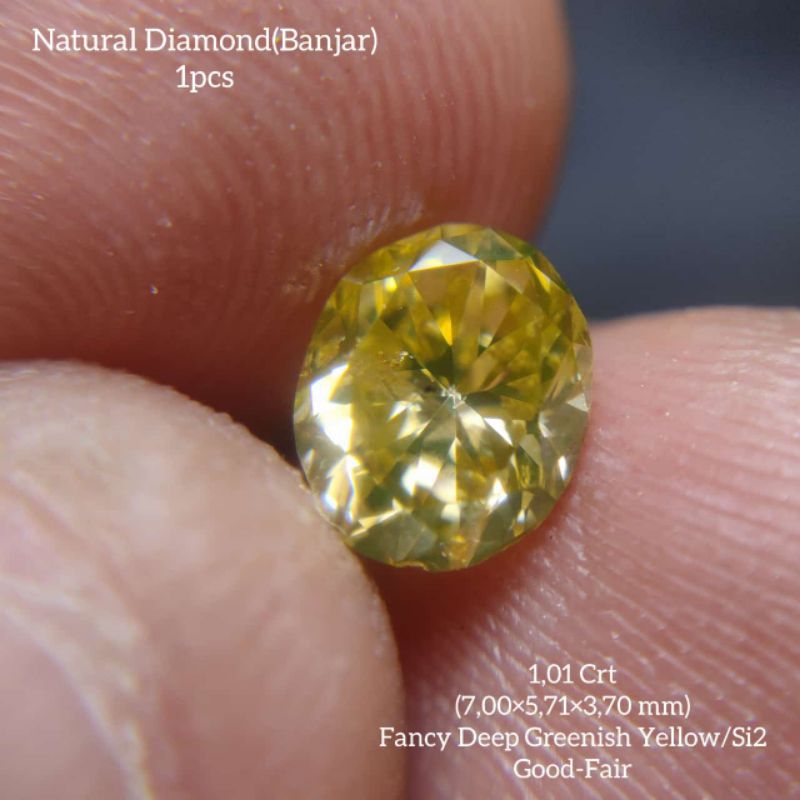 Berlian Banjar Fancy Deep Greenish Yellow 1.01 carat