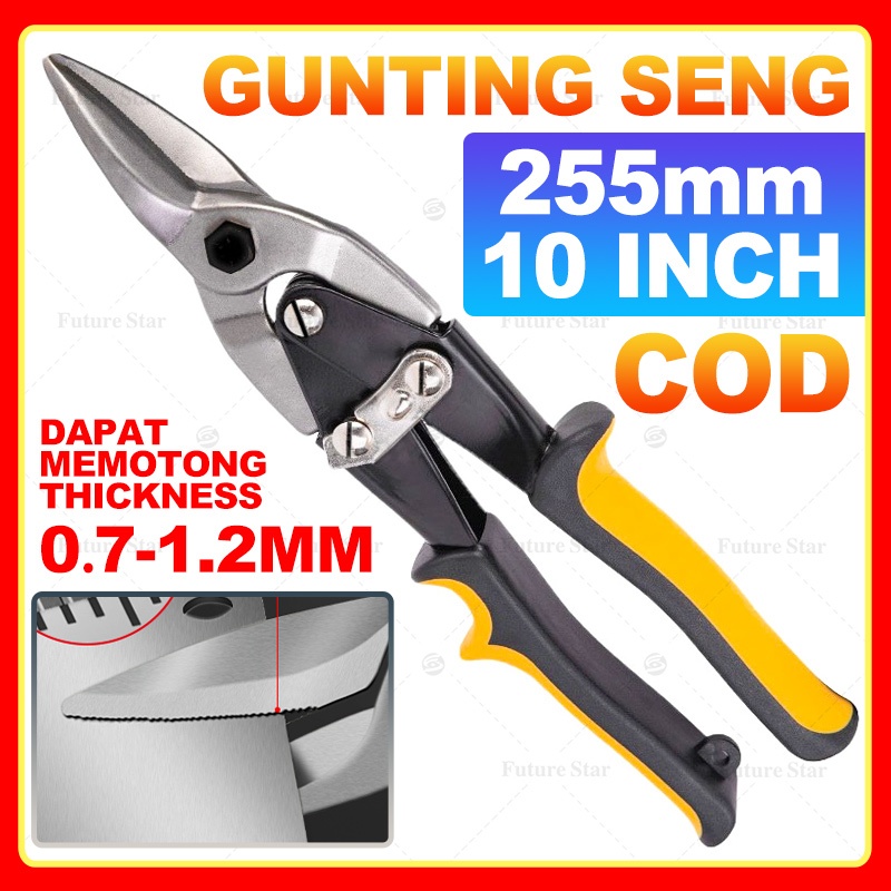 

Gunting Baja Ringan 10" inch / Aviation Tin Snips / Lurus Gunting Holo Plat Seng / Heavy Duty Metal Cutter Shears For Cutting Sheet Metal, Straight Cut, Chrome Vanadium Steel