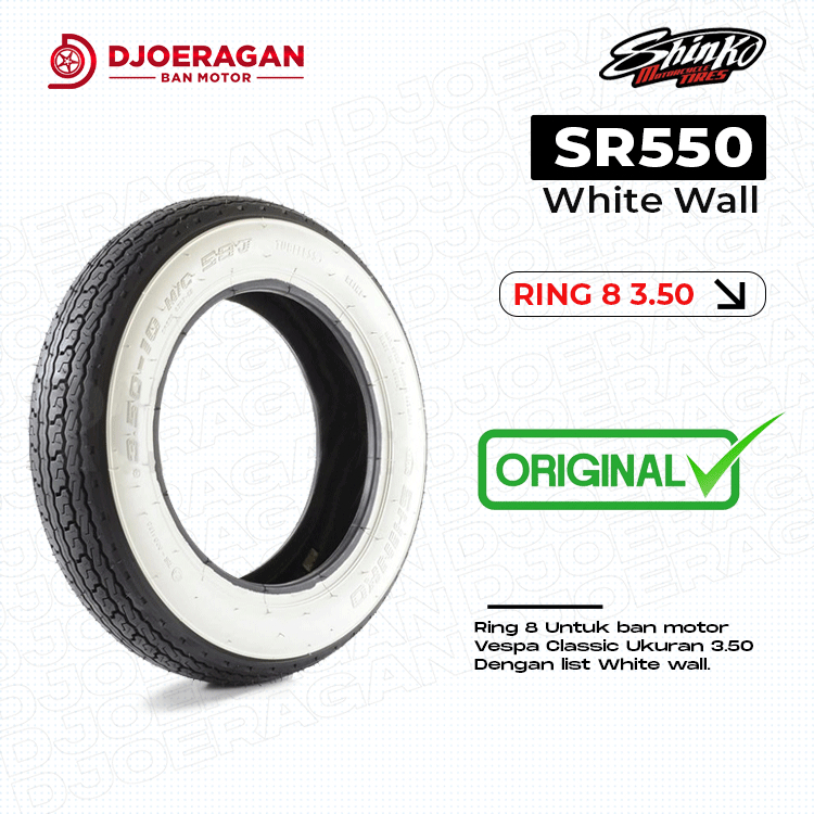 Ban Motor Vespa Classic Ring 8 Shinko SR550 WW 3.50-8 Non Tubeless / Tubetype Vespa Super Sprint Pts