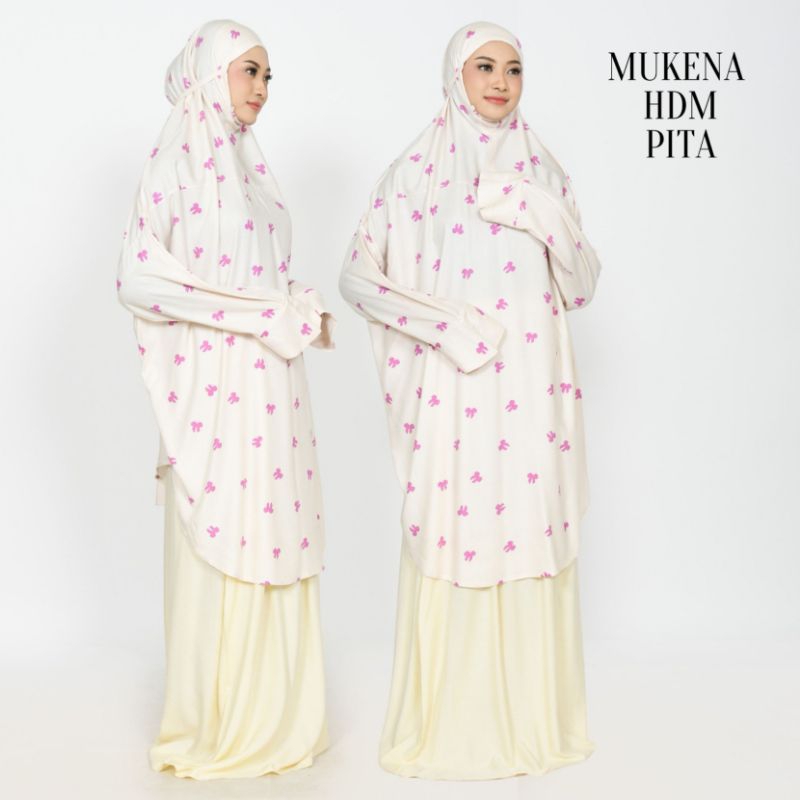 Mukena Bali Tunik Berlengan HDM Bunga Melati Rok Polos (atas bawah/putusan)