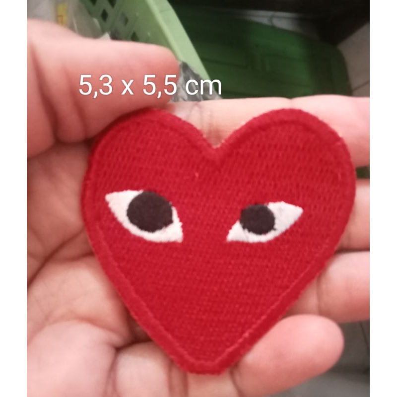 Tempelan bordir red hati aksesoris lucu tempelan bordir