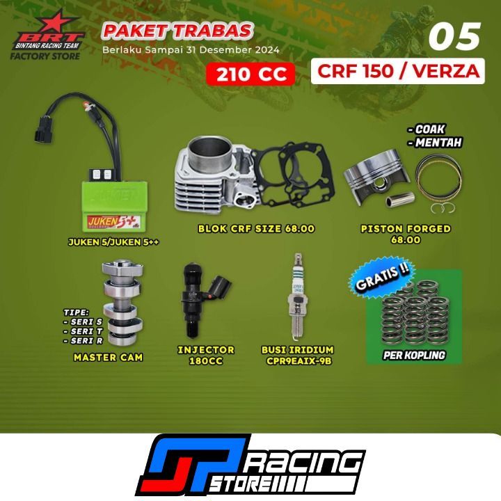 Paket Trabas 5 BRT - Honda CRF 150 - ECU Juken  5 - Blok CRF 68.00 - Piston Seher - Master Cam