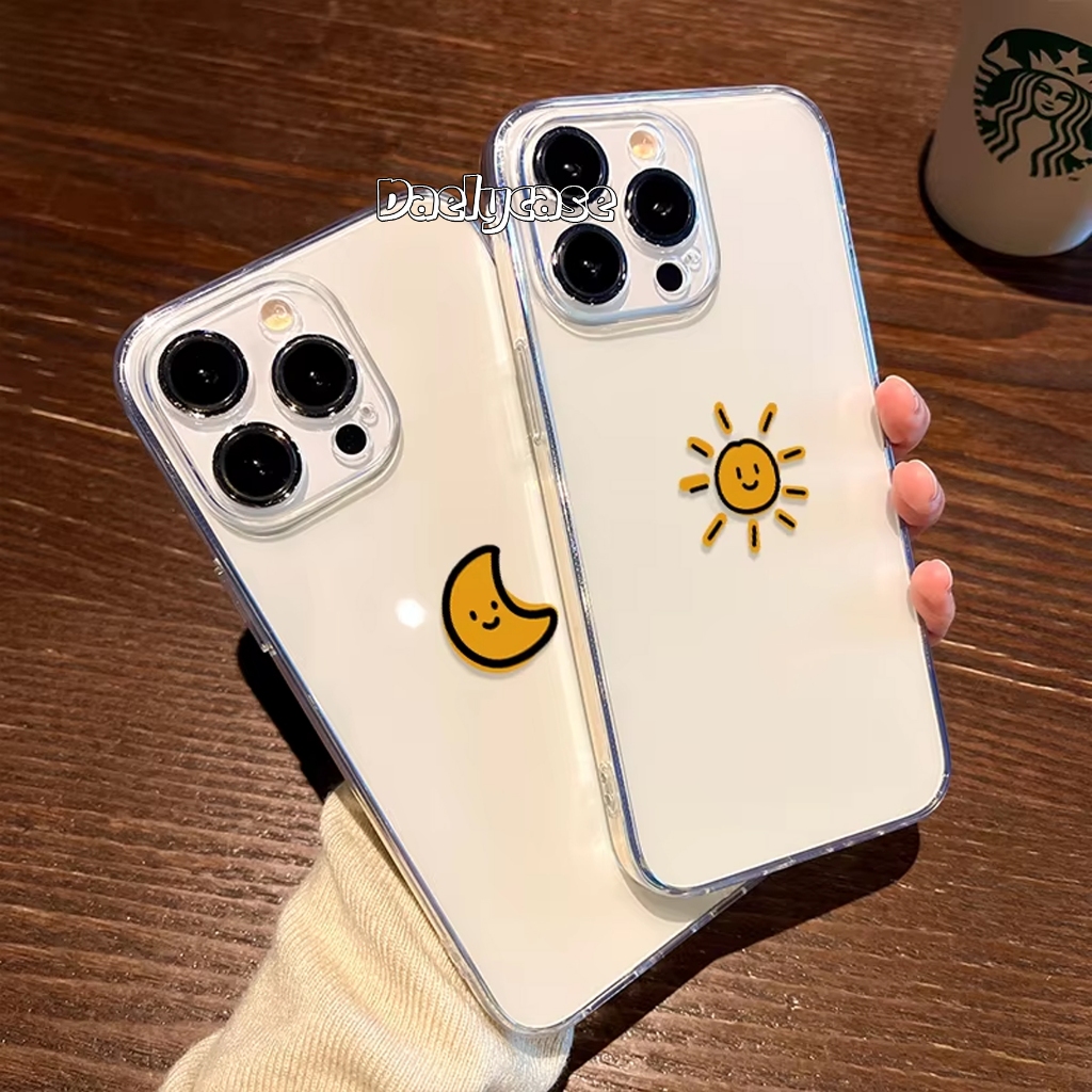 Simple Sun Moon Couple Phone Case For Oppo A3X A60 A16 A54 A53 A31 A52 A55 A5S A12 A58 A78 A79 A77S 