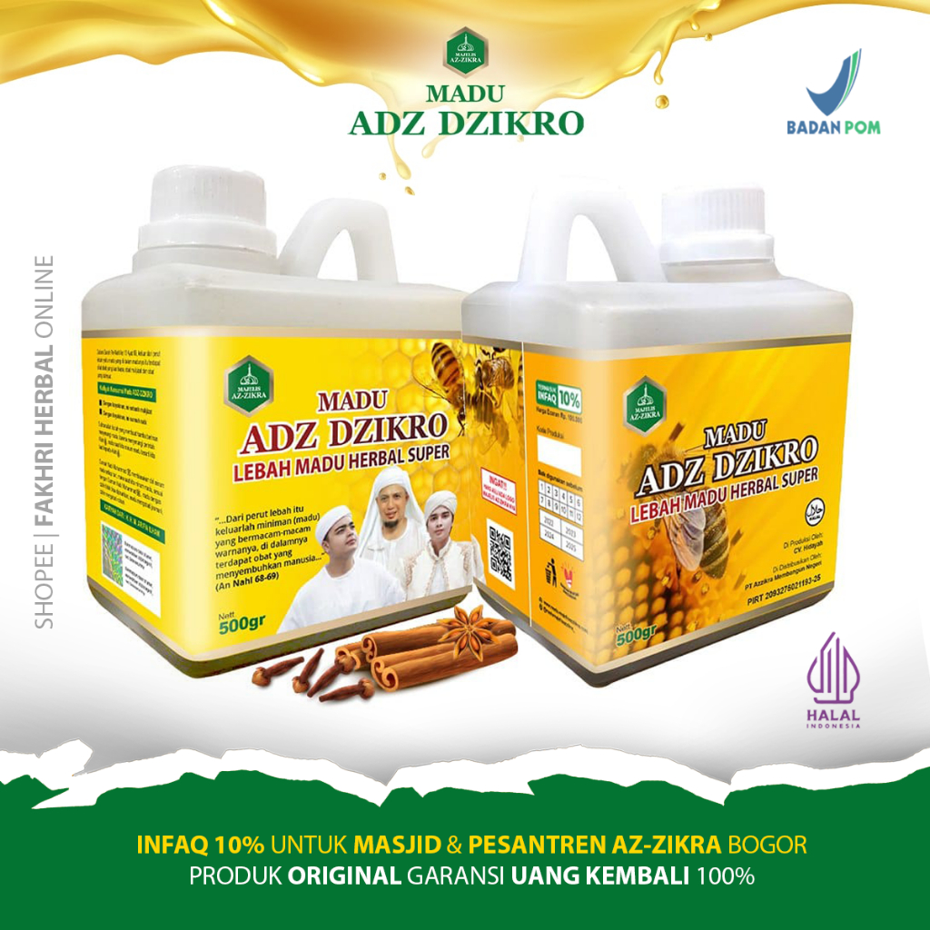 

Madu Adz Dzikro Original Asli 100% Herbal Hitam Pahit