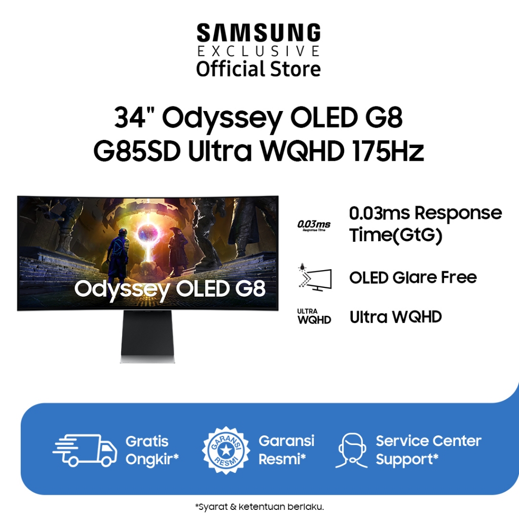 Samsung Monitor Odyssey 34" OLED G85SD Ultra WQHD 175Hz | Gaming Monitor | LS34DG850SEXXD