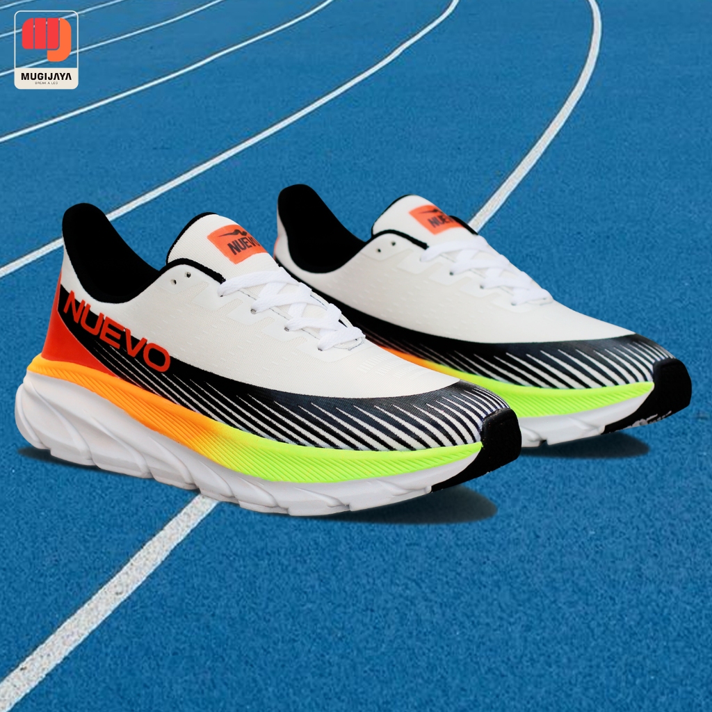 Nuevo Dexter Putih Oren Sepatu Olahraga Pria breathable Mesh Outsole Soft Ringan