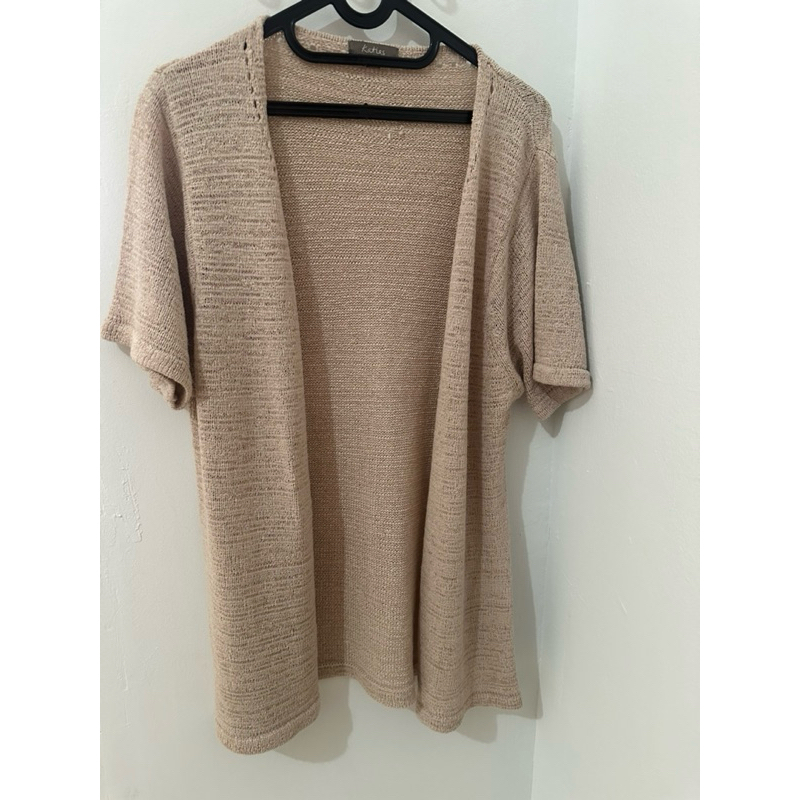 Cardigan Knit Wanita Cream | Cardigan Lengan Pendek