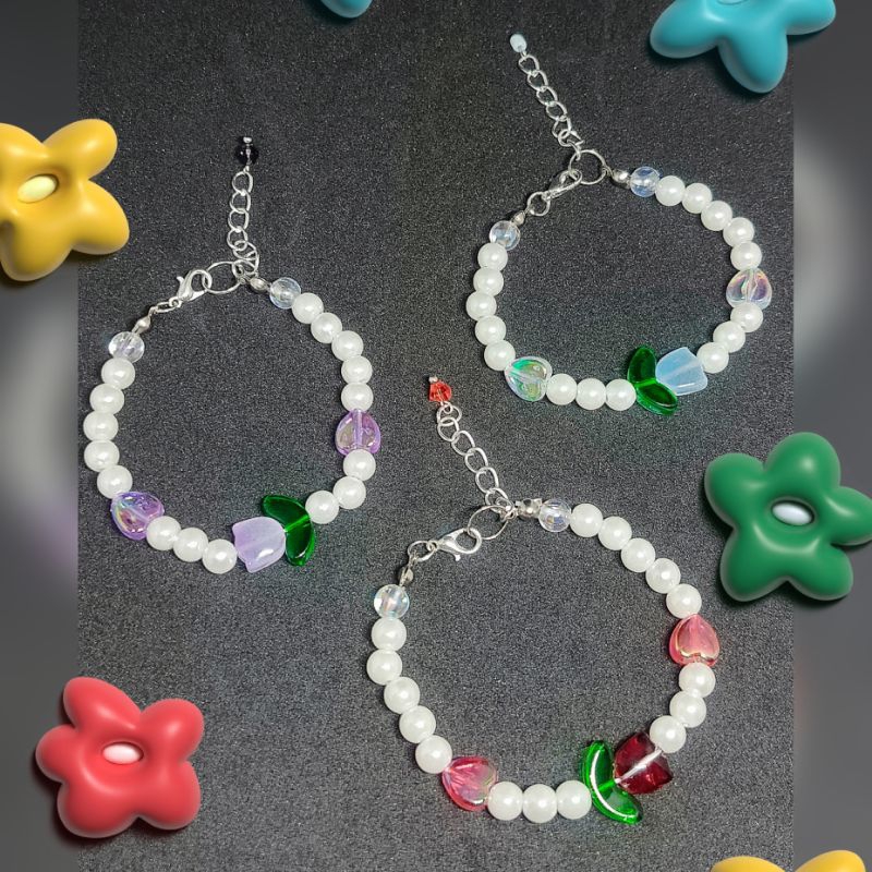 Gelang bunga tulip manik manik | Beaded bracelet tulip