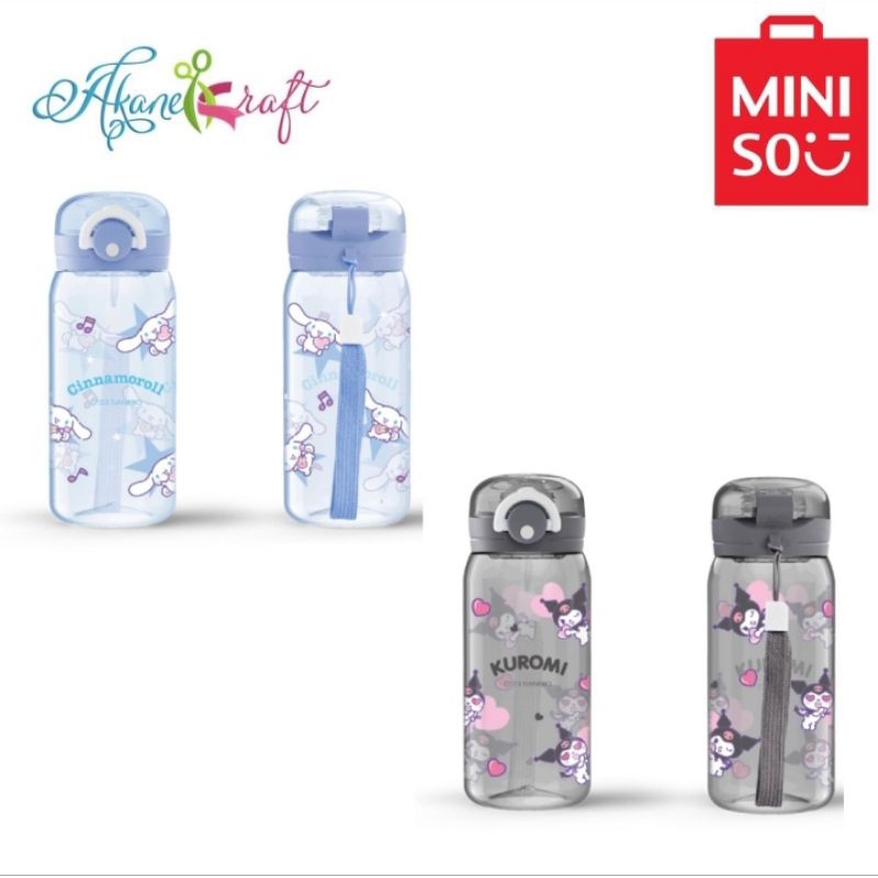 MINISO X SANRIO Botol Minum Minimalis 450 ML Dengan Pegangan - MINISO Sanrio Water Bottle