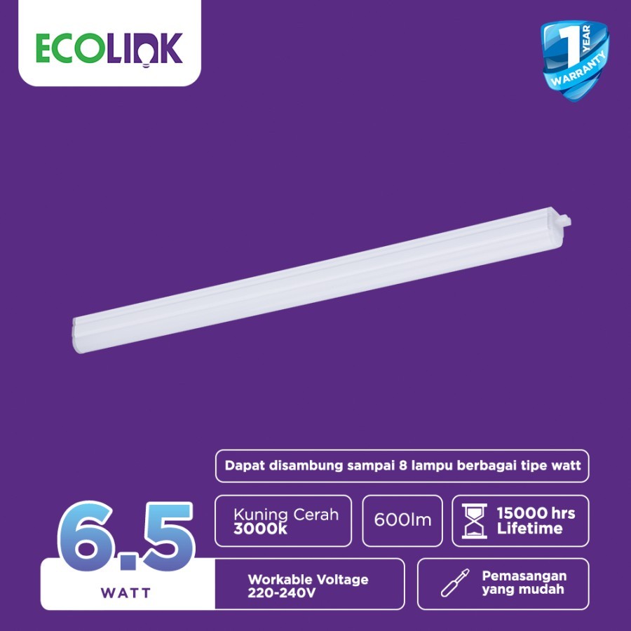 ECOLINK LAMPU LED T5 BATTEN 6.5W 3000K