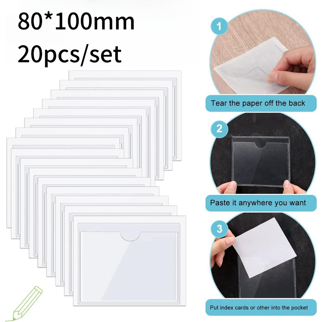 

20pcs Self Adhesive Label Holder Price Tag / Label Nama / Label Produk / Label Tag Ukuran 80x100mm