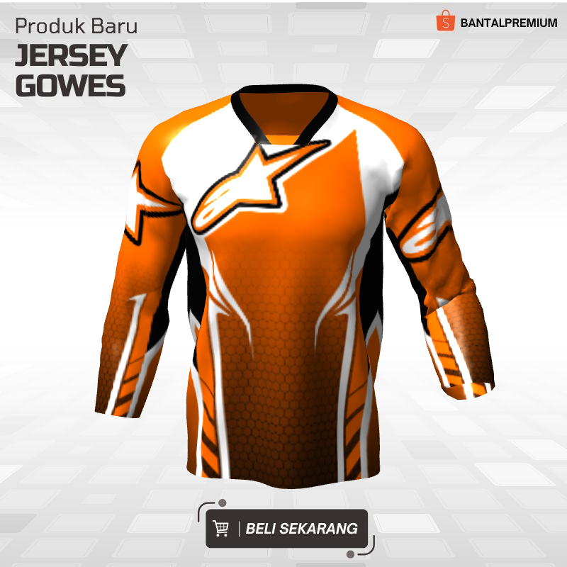 Kaos Jersey Gowes Sepeda Downhill Orange Motif Abstrak 2 - Jersey Custom Lengan Panjang