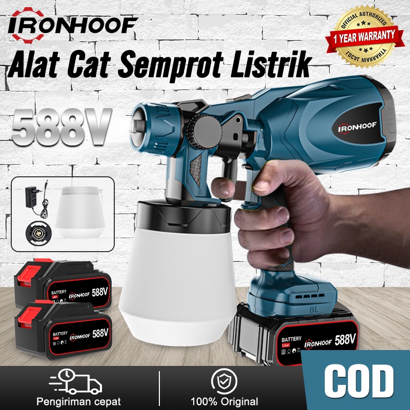 IRONHOOF 800ML Electric Spray Gun Baterai 850W spray gan Kompresor Listrik Alat Semprot Cat