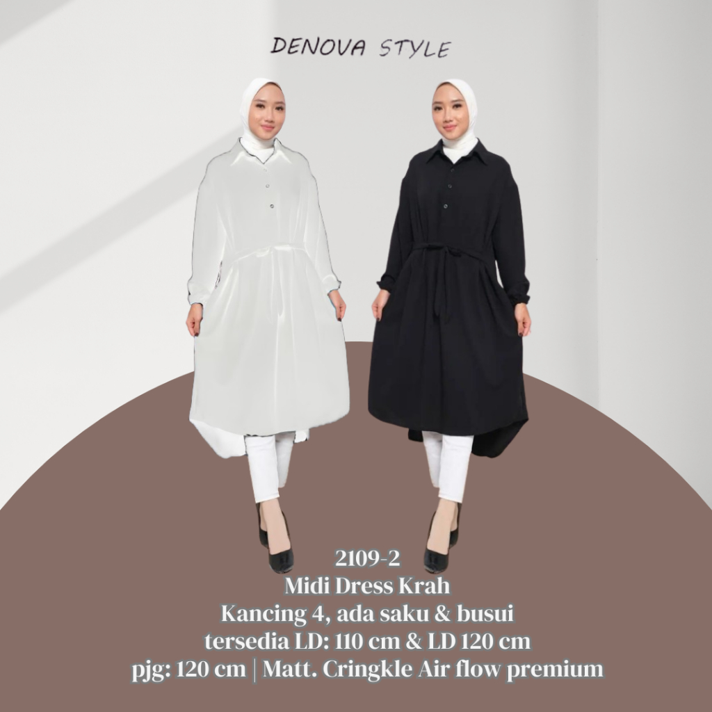 [ DENOVASTYLE ] PROMO MIDI DRESS POLOS SERI HITAM PUTIH KERAH KEMEJA KANCING 4 ADA SAKU