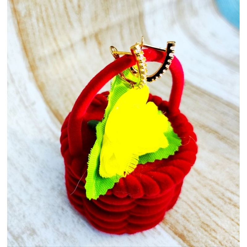 anting mata / anting piercing hoop perak asli berlapis emas 24 karat