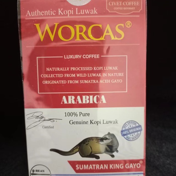 

Kopi Luwak Worcas Arabica Sumatera King Gayo 100 gram 猫屎咖啡