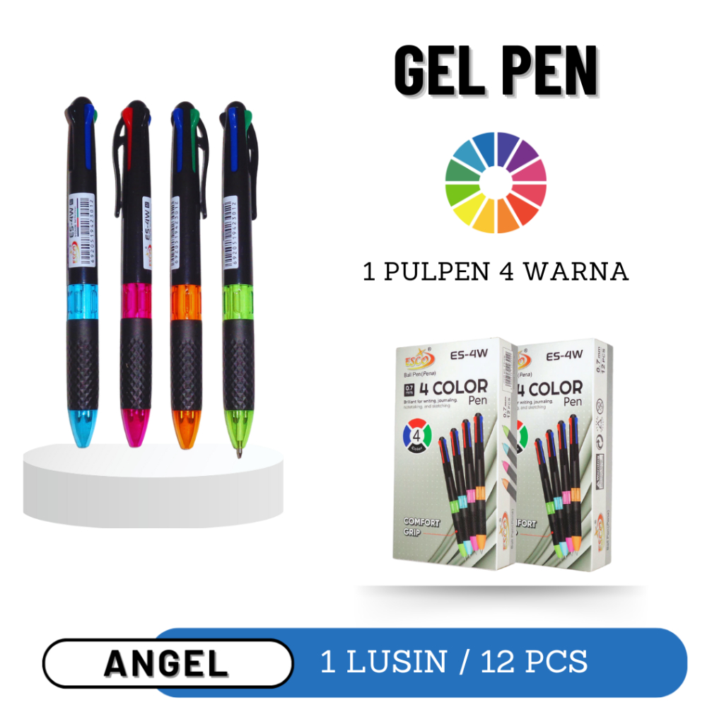 

(12pcs) Ball Pen Pulpen 4 Warna 0.7 mm / pulpen cetek warna-warni 4 warna 0.7mm pulpen pelajar / Cod / Atk Blessing
