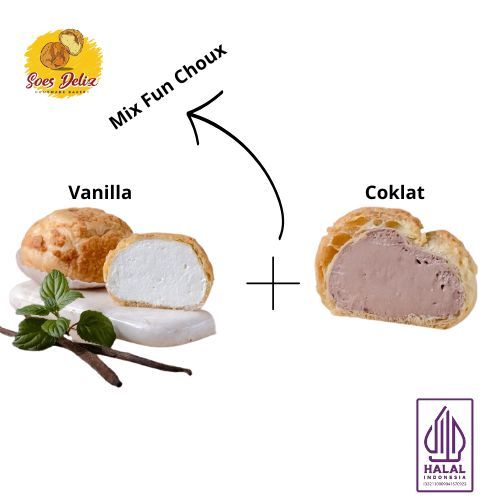 

Halal Kue Sus Soes Deliz Mix Fun Choux Vanilla Coklat