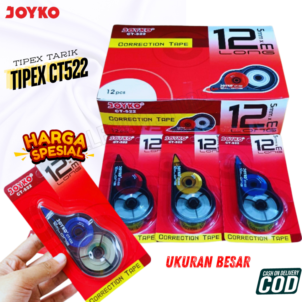 

Correction Tape Joyko CT-522 1 Box Isi 12 Pcs