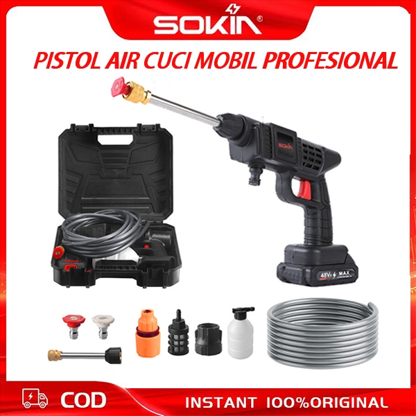 SOKIN Tools Mesin Cuci Mobil Nirkabel Khusus Air Bertekanan Tinggi Ambil Baterai Lithium Portabel Ru