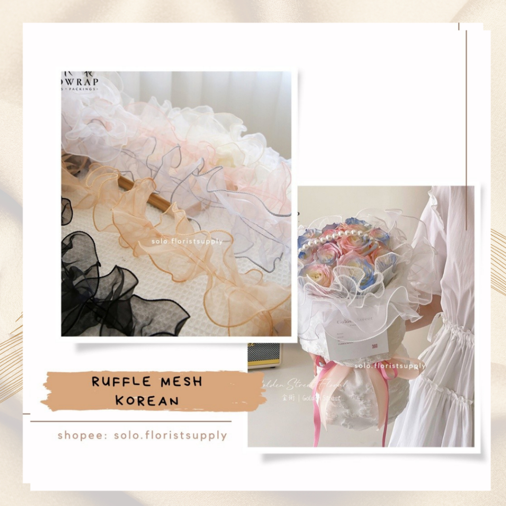 

RUFFLE MESH KOREAN RIBBON PITA GELOMBANG Korean Jaring Net Roll JARING BESAR Spider Mesh Roll / Kertas Buket Bunga FloristFlower Wrapping Buket Bouquet Mesh Circle Bunga Hias Dekorasi Pesta Party Birthday Flower Mesh Snowy / Jaring Salju / Jala Salju