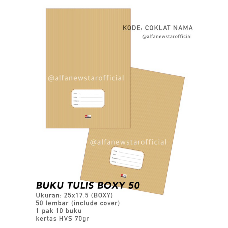 

Buku Tulis BM Boxy 50 Alfa Coklat Nama