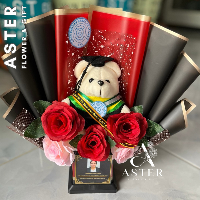 Buket Piala Wisuda / Buket Wisuda / Buket Bunga Satin