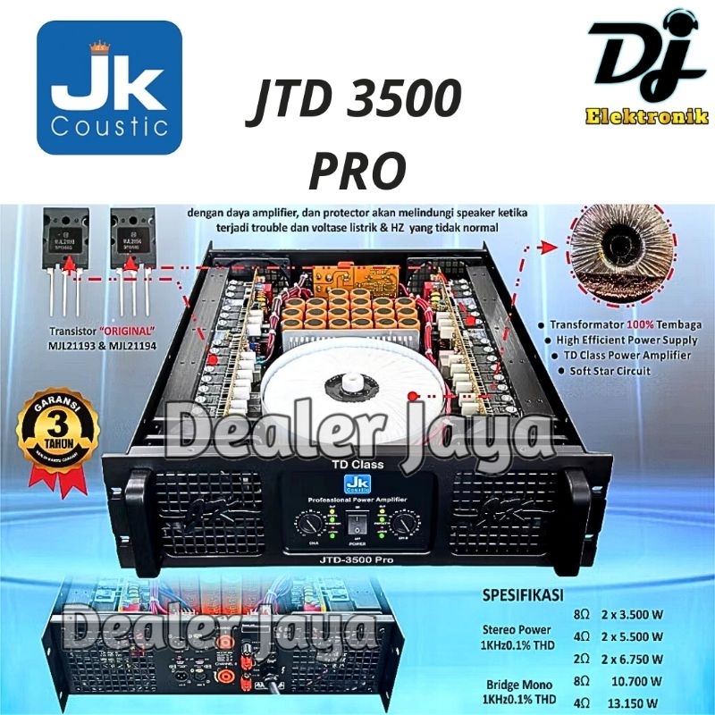 Power Amplifier JK Coustic JTD 3500 PRO / JTD3500 PRO - 2 channel