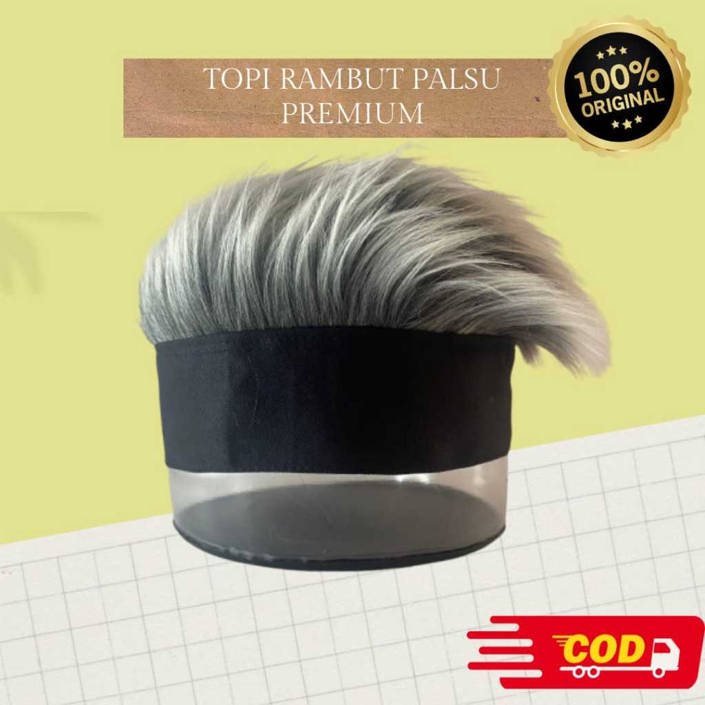 topi hat premium wig rambut asli pendek