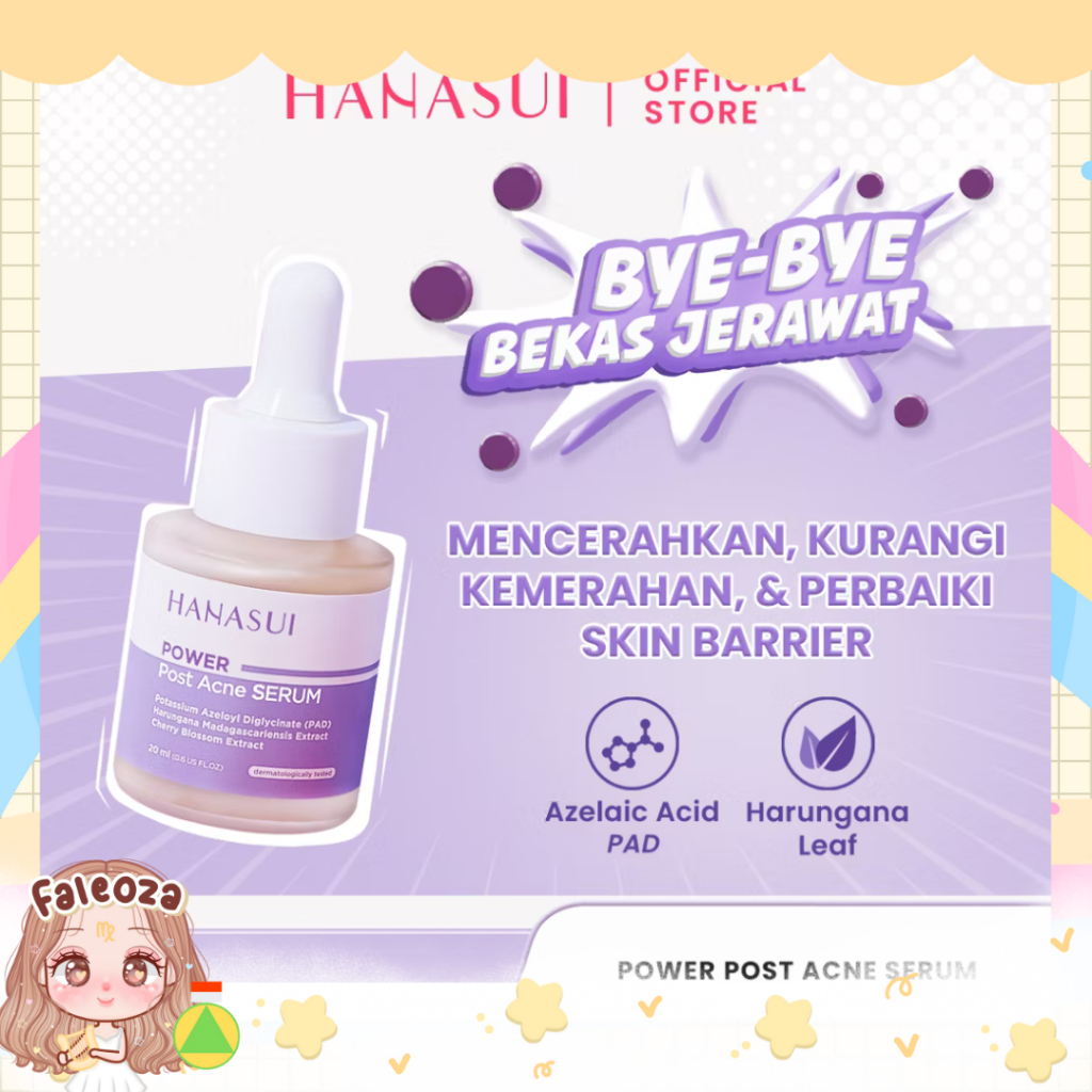 Hanasui Power Post Acne Serum - Pudarkan Bekas Jerawat PIE & PIH Mencerahkan dan Kurangi Kemerahan C