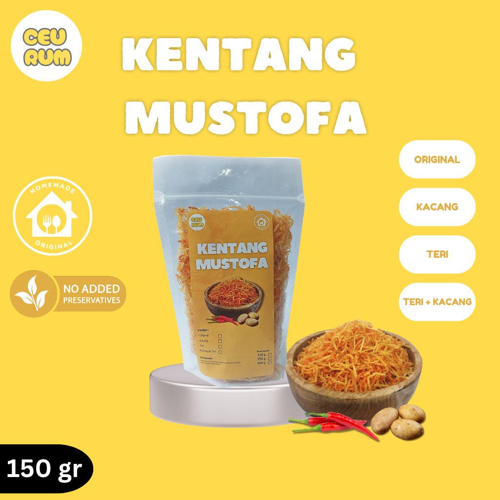 

Homemade Kentang Mustofa | Original, Kacang, Teri, kacang & Teri | 150 gr